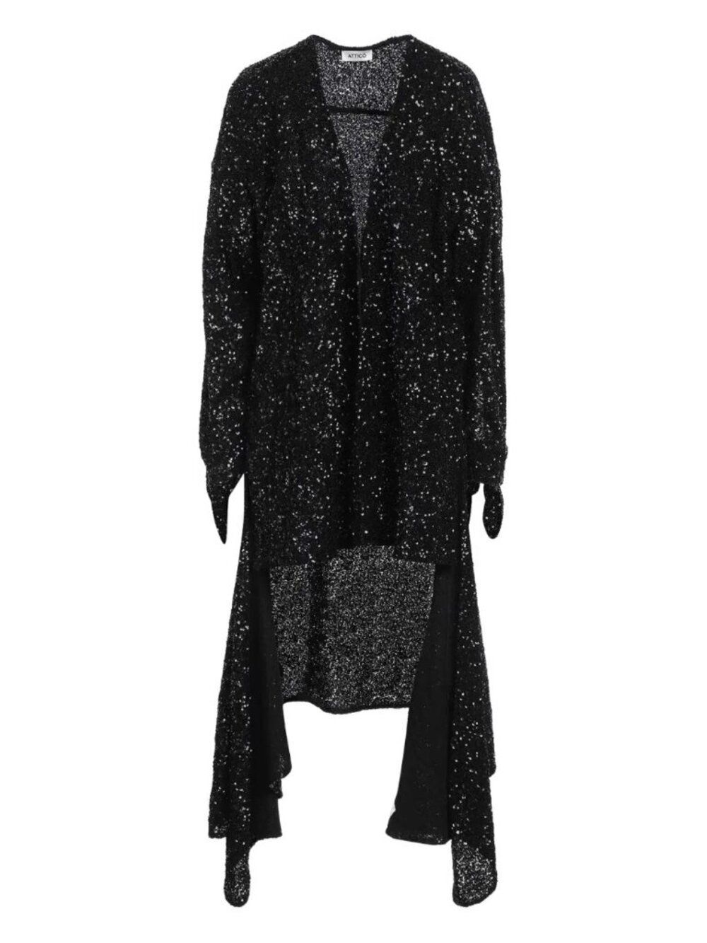 The Attico Black Sequin Button Front Asymmetric Cocktail Dress Size L NWT
